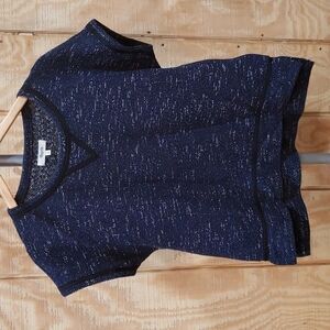 Madewell Night Sky Blue White Marled Short Sleeve Top Size S